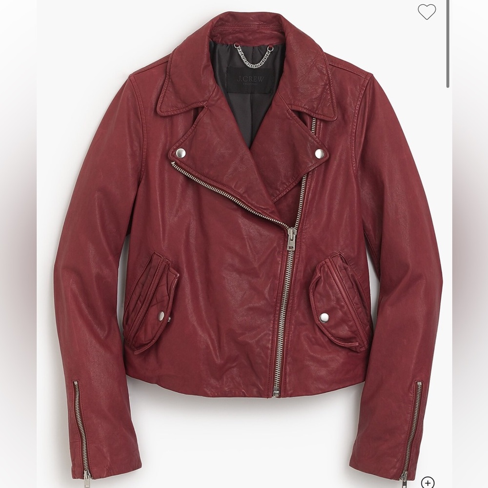 J. Crew Collection washed leather motorcycle jacket Rusty Rhubarb Small